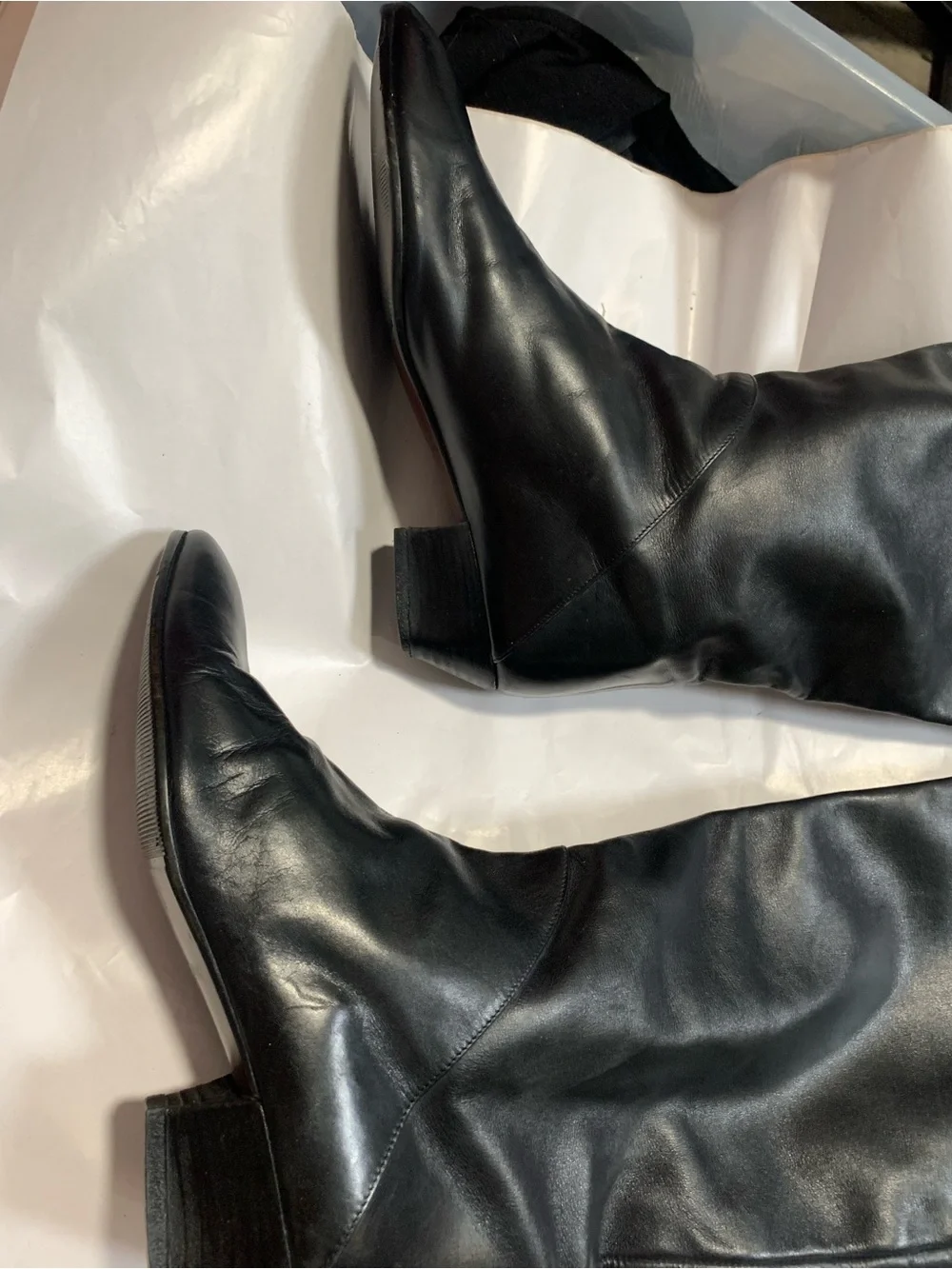 Made in Italy! Size 7 1/2 Classic Black Leather Knee-High Women's Boots
